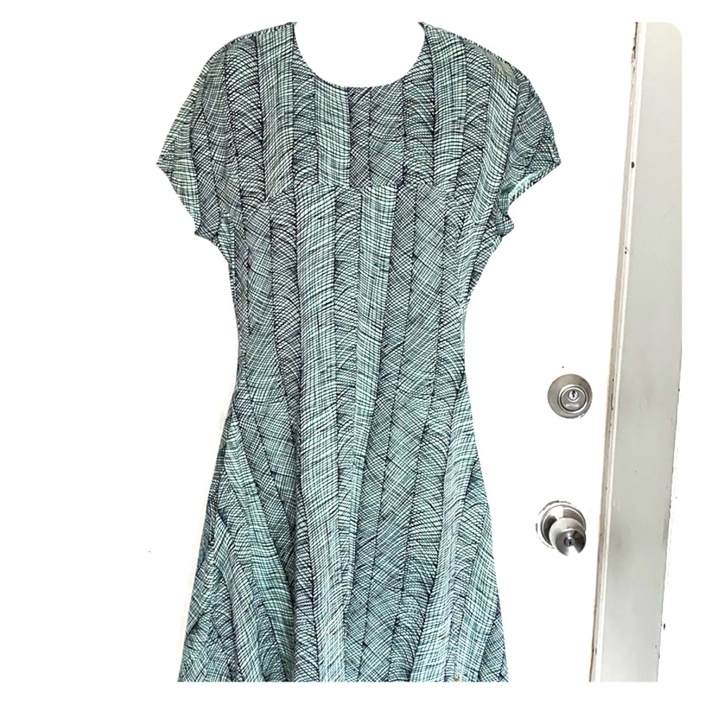 KENZO Mint green Black Line Fit and Flare Dress-XL